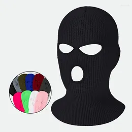 Berets 3-Hole Full Face Mask Cover Ski Winter Balaclava Cap Knitted For Outdoor Sports