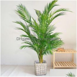 Faux Floral & Greenery 120Cm Large Artificial Palm Fake Plants Branch Real Touch Leaves Tropical Branches For Home Office Indoor Decor Dhajs