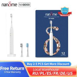 Toothbrush Nandme NX8000 Smart Sonic Electric Toothbrush Deep Cleaning Tooth Brush IPX7 Waterproof Micro Vibration Deep Cleaning Whitener Q240528