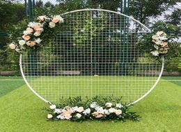 Wedding Decor Props Wrought Iron White Grid Circle Flower Frame Party Arch Backdrop DIY Festival Stage Floral Shelf5959509