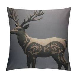 Decorative Throw Pillow Cover for Couch Sofa,Vintage Stag Black Deer Antlers Home Decor Pillow Case