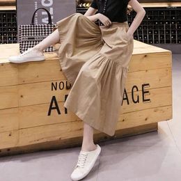 Women's Pants Chic Side Pleated Design Women Japanese Cargo Baggy Culottes Skirts Wide Leg Streetwear Lady Summer Office Work Wear