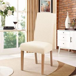 Jacquard Chair Cover Spandex Strech Dining Chair Seat Slipcover for Kitchen Hotel Wedding Banquet Removable Anti-dirty Case