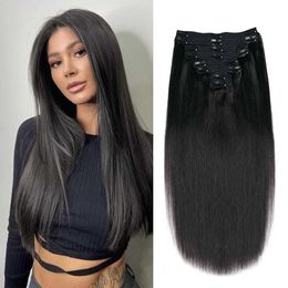 Hair Wefts 14-26 inch natural thick straight hair extension seamless skin webbing clip hair clip Q240529