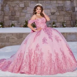 Gillter Quinceanera Pink Dresses Ball Gown Sweet 16 Year Corset Lace-up Princess Prom Dress Vestidos De 15 Anos BC18945