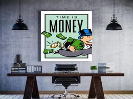 Wall Art Canvas Graffiti Home Decor Painting Alec Monopoly HD Print Modern Time Is Money Posters Modular Pictures Living Room2398855