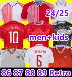 1986 1988 1998 24 25 Denmark Retro soccer jersey 2024 2025 euro ERIKSEN HOME RED AWAY WHITE KJAER HOJBJERG CHRISTENSEN SKOV OLSEN BRAITHWAITE DOLBERG football Shirts