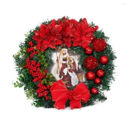 Decorative Flowers Christmas Wreath Santa Claus Snowman Sticker Garland Hanging Ornaments Front Door Wall Decorations Merry Tree