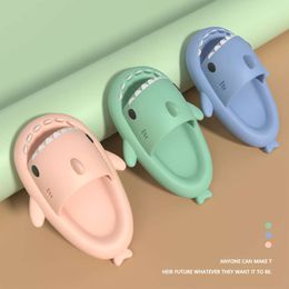 Summer Slippers Lightweight Women Shark Slides Men Bathroom Flip Flops Home Anti-skid Flat Shoes Couple Children's Sandals