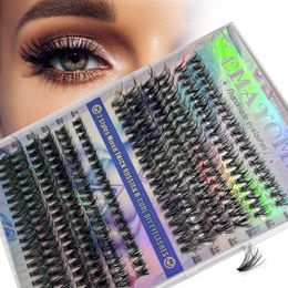 Natural Thick DIY Cluster Lashes Kit Mixed Style Segmented Eyelashes Extension Handmade Reusable Individual Eyelashes with Lash Applicator Bone & Seal