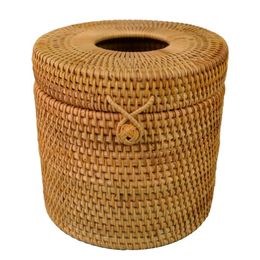Round Rattan Tissue Box Vine Roll Holder Toilet Paper Cover Dispenser For Barthroom Home Hotel And Office 289c