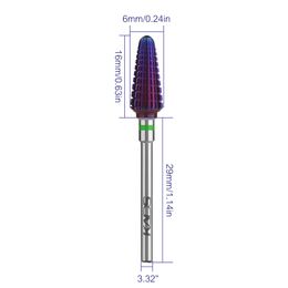KADS Purple Tornado Carbide Nail Drill Bit 3/32'' Tungsten Milling Cutter Manicure Pedicure Rotary Tool for Acrylic or Hard Gels