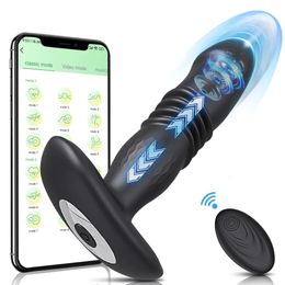 Telescopic Vibrating Butt Plug Anal APP Vibrator Wireless Remote Sex Toys for Women Ass Anal Dildo Prostate Massager Buttplug 240528