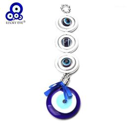LUCKY EYE Blue Turkish Evil Eye Pendant Wall Hanging Silver Color Bead Gifts Decorations for Car Office Home Living Room EY13661 300e