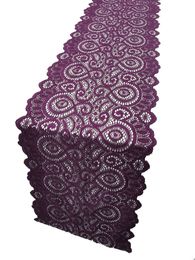 7 inches wide 72in to 120in Long Lace Table Runner Dark Purple Wedding Bridal Shower Classical Wedding Party Decoration