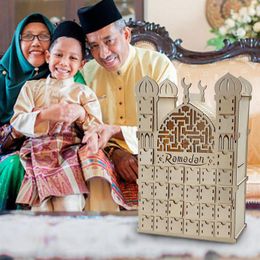 Ramadan Wooden Countdown Calendar 2024 LED Eid Mubarak Advent Calendar With Drawer Ramadan Ornament Home Party Decoration