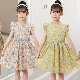 Girl's Dresses 2-11 Years Toddler Girls Summer Clothing Adorable Flower Printed Sleeveless Vest Dresses Korean Children Baby Clothes 2023 Y240529