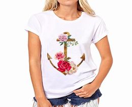 Whole XS3XXL 2017 tops tees ladies short t shirt women Boat anchor tshirt Cotton female tshirt woman clothes plus size blu9412766