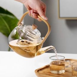 Thickened Borosilicate Glass Teapot With Bamboo Handle Tea Pot And Tea Cup Set Independent Tea Warehouse Coffee Kettle Teaware
