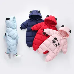 Down Coat Cute Panda Hooded Rompers Girls Clothing Baby Winter Warm Outfit Thick Cotton Born Jumpsuit Overall Snowsuit Children Clothes