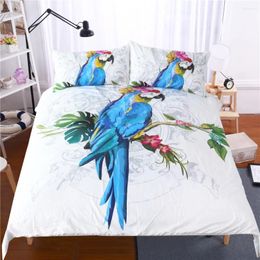 Bedding Sets 3D Set 3 Pcs Parrot Duvet Cover With Pillowcase Tropical Plant Soft Flower Quilt Wholesale