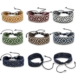 Bohemian Rope Wide Woven Friendship Bracelet for Women Geometric Braided Handmade Thread Boho Tassels Bracelets Wristbands