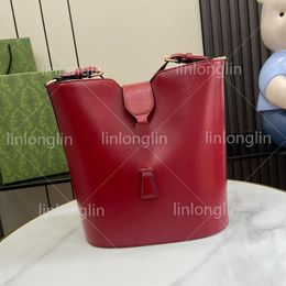 new bucket bag designer women luxury horsebit handbag red brown black genuine leather bucket bags lady cross body 2 size shoulder bags clutch 10A wallet