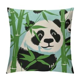 Pandas Bamboo Throw Pillow Covers Spring Decorative Pillow Cover Soft Pillow Case Modern Home Decor for Couch Sofa Bed