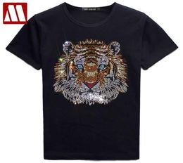 New Summer Mens Luxury Top Tees New Male Tiger Tshirt Cotton Fashion Diamond Bottoming Shirt Rhine Designer Man Tee Shirts X1500813