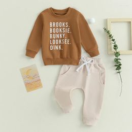 Clothing Sets SUNSIOM Baby Boys Clothe Set Long Sleeve Crew Neck Letters Print Sweatshirt With Elastic Waist Sweatpants 2PCS Fall Clothes