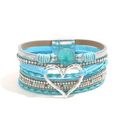Leather Designer Bangle Bracelets For Women Luxury Jewellery Cupid Heart Open Magnet Buckle Bracelet Gift