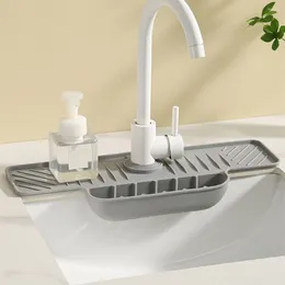 Kitchen Faucets Silicone Faucet Mat Splash Proof Durable Sink Guard Pad With Sponge Holder Water Catcher Tray Bathroom