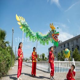 New 3 1m 4 children Stage Wear prop silk print fabric Chinese DRAGON DANCE Puppet CHINESE Folk Festival Celebration mascot costume Spri 290S