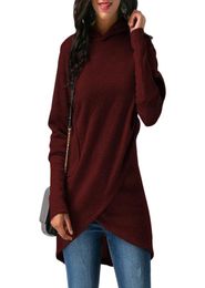 Spring Autumn Women Hoodies Asymmetric Hem Wrap Hooded Sweatshirt Outwear 2018 Casual Long Sleeve Loose Pullover Tops Moletom3104359
