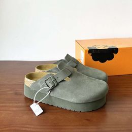 BirkinStock tamancos sapatos de gripagem de gripagem ugggslipper altura de couro bokeen half uggliss slipper shomer moda usando sandálias de esponja uggg sandália luxur 623