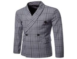 Anzüge Blazer sind MEN039S Herbst überprüft Doppelbrust Business Casual Anzug für MEN8483892