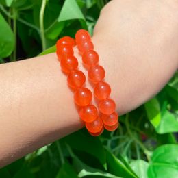 4-12mm Orange Red Chalcedony Jades Round Stone Beads Natural Loose Spacer Bead for Jewellery Making Diy Bracelet Accessories 15''