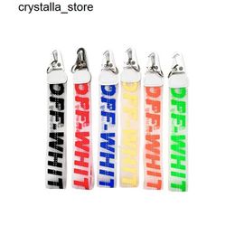 Plush Keychains Off Sports White Keychain Yellow Canvas Embroidered English Letters Phone Pendant Keychain Pendant Wallet CharmS2452804 s2452909