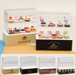 1:12 Dollhouse Miniature Cake Display Counter Dessert Cabinet Model Food Showcase Snack Cabinet Shop Supermarket Scene Decor Toy