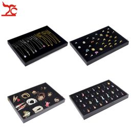 Black Velvet Stackable Jewellery Display Trays Necklace Ring Earring Holder Showcase Pendant Watch Storage Jewellery Boxes 209B
