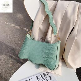 Shoulder Bags Fashion Baguette Shape Women Designer Handbags Luxury Crocodile Pu Leather Messenger Bag Chic Ladies Small Purses