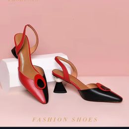 Women Fashion Multi Color Black Pu Leather Slip on Square Heel Pumps Lady Classic Beige High Quality Comfort Shoes Women Heels 240526