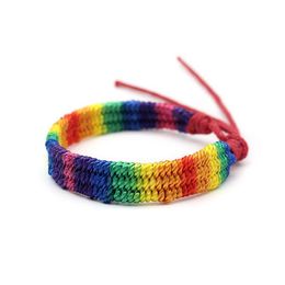 Charm Bracelets Rainbow Lgbt Pride Bracelet Handmade Braided Friendship String For Gay Lesbian Lgbtq Wristband Jewellery Drop Delivery Dhrmo