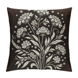 Boho Throw Pillow Covers Plant Pattern Pillow Covers Decorative Pillow Case Square Cushion Covers for Sofa Couch Cushion Bed 1Pc 18x18 Inch Brown