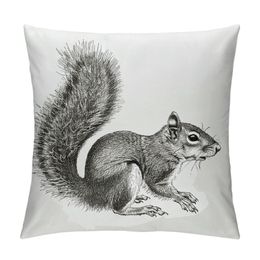 Throw Pillow Cover Antique Eastern Gray Squirrel Sofa Pillow Case Cushion Cover for Home Couch Bed Decor