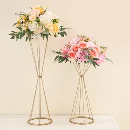 Party Decoration Metal Flower Stands Holder Gold Color Vases For Home Wedding Birthday Centerpiece Rack Dinner Table Decor