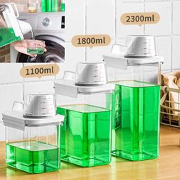 Liquid Soap Dispenser Airtight Multi-Use Laundry Powder Detergent Food Rice Grains Storage Container Pour Spout Measuring Cup Box