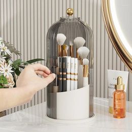 Storage Boxes 360° Rotating Makeup Brush Holder With Lid Portable Desktop Cosmetic Organiser Lipstick Eyebrow Pencil Eye Shadow Box