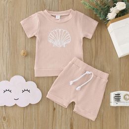 Clothing Sets Toddler Boys Girls Short Sleeve Cartoon Printed Ribbed T Shirt Pullover Tops Shorts Outfits Fleece 3 Month Girl Skirt Set