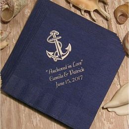 Party Supplies 50pcs Anchor Cocktail Napkins Wedding Custom Navy Beverage Or Luncheon Size N